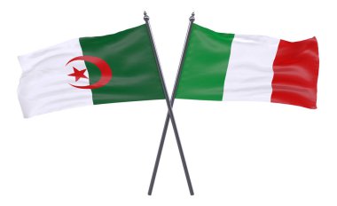 Cezayir ve İtalya, iki beyaz arka plan üzerinde izole bayrakları geçti