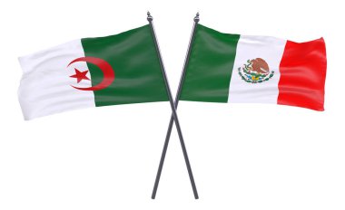 Cezayir ve Meksika, iki beyaz arka plan üzerinde izole bayrakları geçti