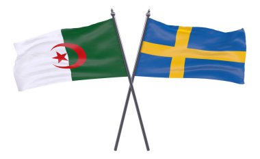 Cezayir ve İsveç, iki beyaz arka plan üzerinde izole bayrakları geçti