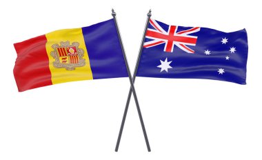 Andorra ve Avustralya, iki beyaz arka plan üzerinde izole bayrakları geçti