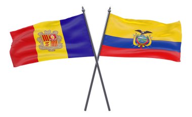 Andorra ve Ekvador, iki beyaz arka plan üzerinde izole bayrakları geçti