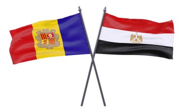 Andorra ve Mısır, iki beyaz arka plan üzerinde izole bayrakları geçti