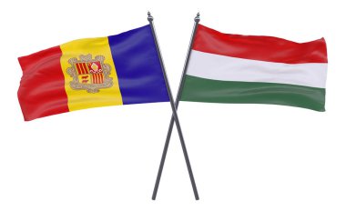 Andorra ve Macaristan, iki beyaz arka plan üzerinde izole bayrakları geçti