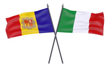 Andorra ve İtalya, iki beyaz arka plan üzerinde izole bayrakları geçti