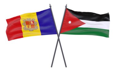 Andorra ve Jordan, iki beyaz arka plan üzerinde izole bayrakları geçti