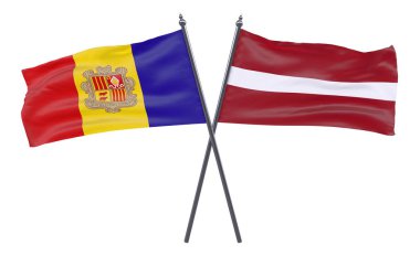 Andorra ve Letonya, iki beyaz arka plan üzerinde izole bayrakları geçti