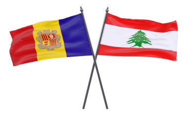 Andorra ve Lübnan, iki beyaz arka plan üzerinde izole bayrakları geçti