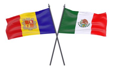 Andorra ve Meksika, iki beyaz arka plan üzerinde izole bayrakları geçti