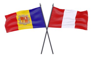 Andorra ve Peru, iki beyaz arka plan üzerinde izole bayrakları geçti