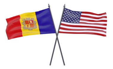 Andorra ve ABD, iki beyaz arka plan üzerinde izole bayrakları geçti
