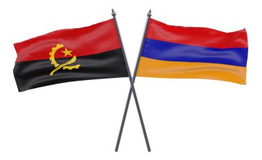 Angola ve Ermenistan, iki beyaz arka plan üzerinde izole bayrakları geçti