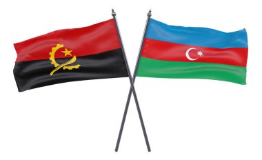 Angola ve Azerbaycan, iki beyaz arka plan üzerinde izole bayrakları geçti