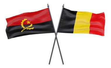 Angola ve Belçika, iki beyaz arka plan üzerinde izole bayrakları geçti