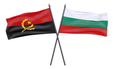 Angola ve Bulgaristan, iki beyaz arka plan üzerinde izole bayrakları geçti