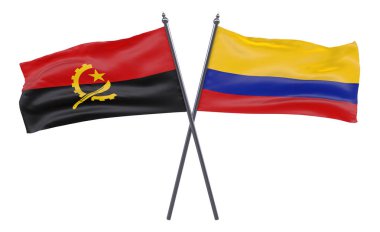Angola ve Kolombiya, iki beyaz arka plan üzerinde izole bayrakları geçti