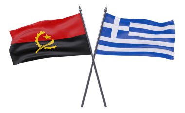Angola ve Yunanistan, iki beyaz arka plan üzerinde izole bayrakları geçti