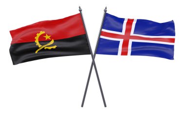 Angola ve İzlanda, iki beyaz arka plan üzerinde izole bayrakları geçti