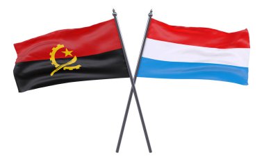Angola ve Lüksemburg, iki beyaz arka plan üzerinde izole bayrakları geçti