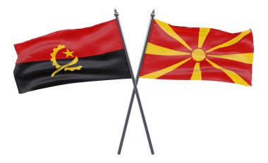 Angola ve Makedonya, iki beyaz arka plan üzerinde izole bayrakları geçti