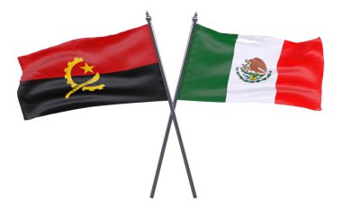 Angola ve Meksika, iki beyaz arka plan üzerinde izole bayrakları geçti