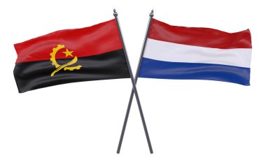 Angola ve Hollanda, iki beyaz arka plan üzerinde izole bayrakları geçti