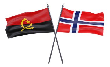 Angola ve Norveç, iki beyaz arka plan üzerinde izole bayrakları geçti