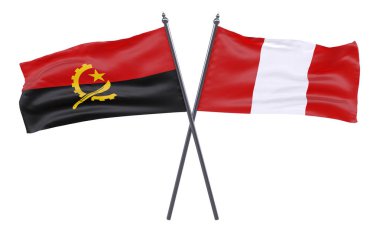 Angola ve peru, iki beyaz arka plan üzerinde izole bayrakları geçti