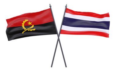 Angola ve Tayland, iki beyaz arka plan üzerinde izole bayrakları geçti