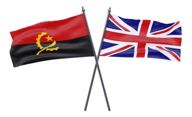 Angola ve İngiltere, iki beyaz arka plan üzerinde izole bayrakları geçti