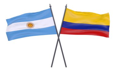 Arjantin ve Kolombiya, iki beyaz arka plan üzerinde izole bayrakları geçti