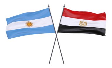 Arjantin ve Mısır, iki beyaz arka plan üzerinde izole bayrakları geçti