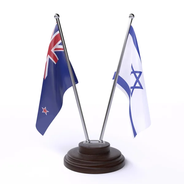 Новая Зеландия Израиль Два Флага Изолированы Белом Фоне — стоковое фото