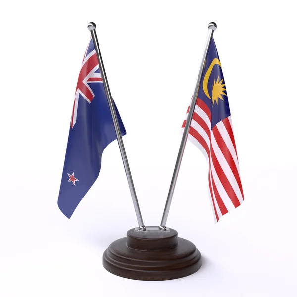 Nový Zéland Malajsie Dva Příznaky Izolované Bílém Pozadí — Stock fotografie