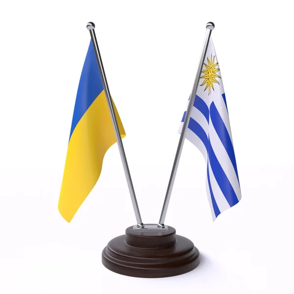 України Уругваю Дві Таблиці Прапори Ізольовані Білому Тлі Зображення — стокове фото