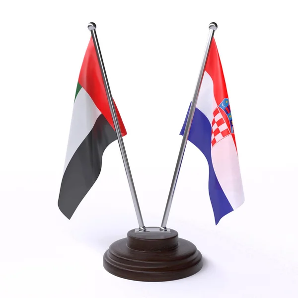 Spojené Arabské Emiráty Chorvatsko Dvě Tabulky Příznaky Izolované Bílém Pozadí — Stock fotografie