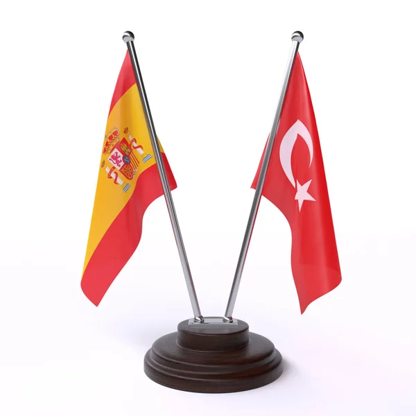 Španělsko Turecko Dvě Tabulky Příznaky Izolované Bílém Pozadí Obrázek — Stock fotografie