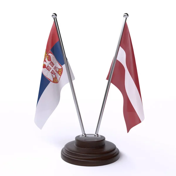 Сербія Латвія Дві Таблиці Прапори Ізольовані Білому Тлі Зображення — стокове фото