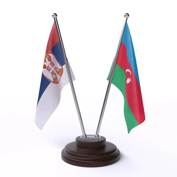 Сербія Азербайджану Дві Таблиці Прапори Ізольовані Білому Тлі Зображення — стокове фото