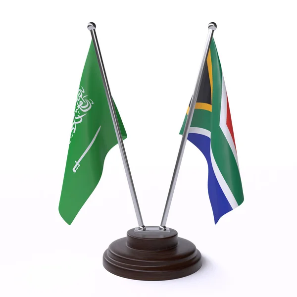 Szaúd Arábia Dél Afrika Elszigetelt Fehér Background Két Táblázat Zászlók — Stock Fotó