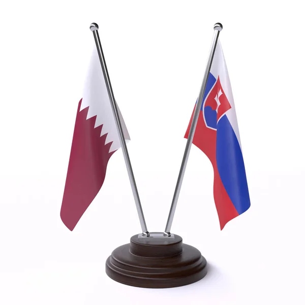 Katar Slovensko Dvě Tabulky Příznaky Izolované Bílém Pozadí Obrázek — Stock fotografie