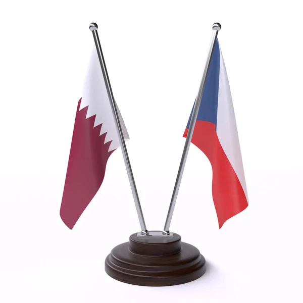 Katar České Republice Dvě Tabulky Příznaky Izolované Bílém Pozadí Obrázek — Stock fotografie
