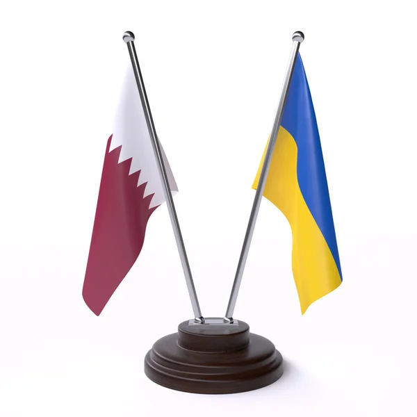Katar Ukrajina Dvě Tabulky Příznaky Izolované Bílém Pozadí Obrázek — Stock fotografie