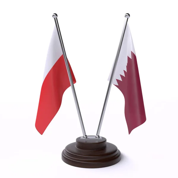 Polsko Katar Dvě Tabulky Příznaky Izolované Bílém Pozadí Obrázek — Stock fotografie