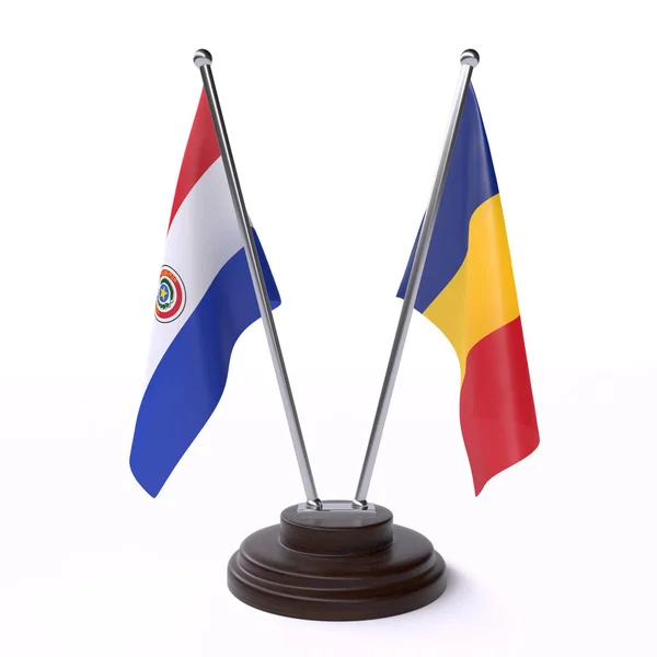 Παραγουάη Και Ρουμανία Δύο Πίνακας Σημαιών Που Απομονώνονται Λευκό Φόντο — Φωτογραφία Αρχείου