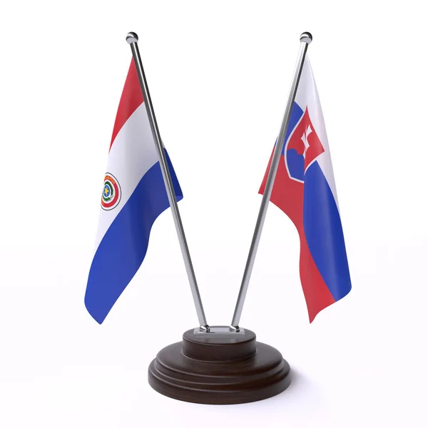 Παραγουάη Και Στη Σλοβακία Δύο Πίνακας Σημαιών Που Απομονώνονται Λευκό — Φωτογραφία Αρχείου