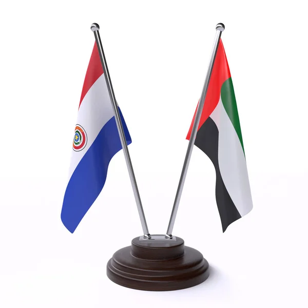 Παραγουάη Και Ηαε Δύο Πίνακας Σημαιών Που Απομονώνονται Λευκό Φόντο — Φωτογραφία Αρχείου