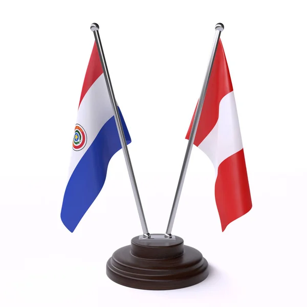 Παραγουάη Και Περού Δύο Πίνακας Σημαιών Που Απομονώνονται Λευκό Φόντο — Φωτογραφία Αρχείου