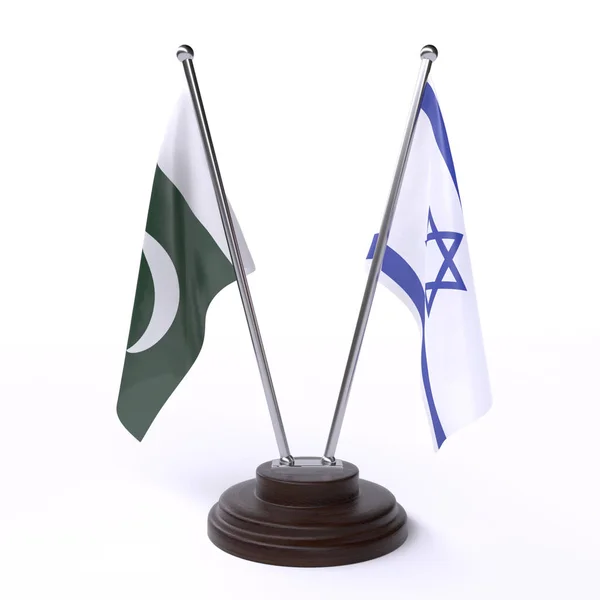 Pákistán Izrael Dvě Tabulky Příznaky Izolované Bílém Pozadí Obrázek — Stock fotografie