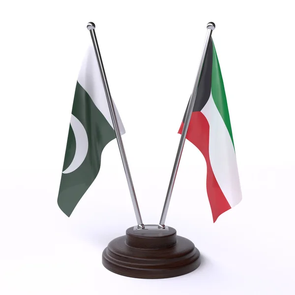 Pákistán Kuvajtu Dvě Tabulky Příznaky Izolované Bílém Pozadí Obrázek — Stock fotografie