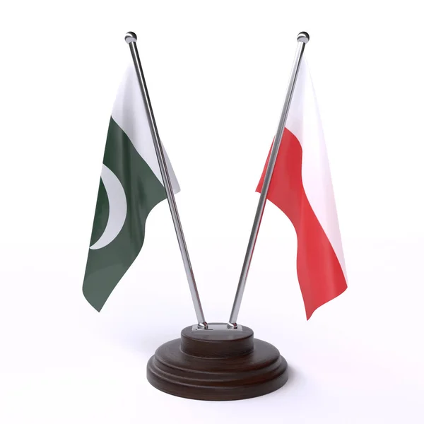 Пакистан Польщі Дві Таблиці Прапори Ізольовані Білому Тлі Зображення — стокове фото